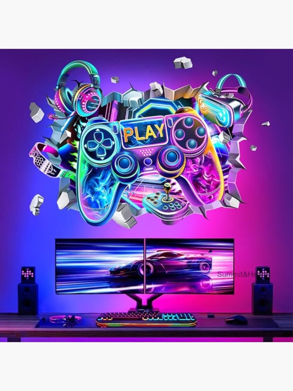 Large 3D Game Wall Decals for Boys Bedroom Playroom Decor